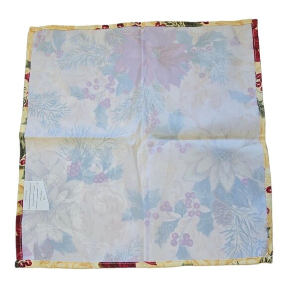 Vtg Christmas Holly Cloth Napkins 16x16 Gold Red Set of 4 Festive Table Decor - Picture 7 of 7